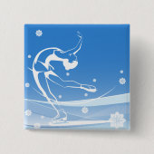 Elegant Figure Skater Silhouette Snowflakes Button (Vorderseite)