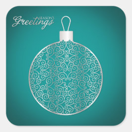 Elegant filigree bauble quadratischer aufkleber