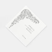 Elegant Filigree Black and White Paper Wedding Serviette (Ecke)