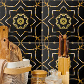 Elegant Filigree Funkelnd Shiny Gold & Black Mosai Fliese