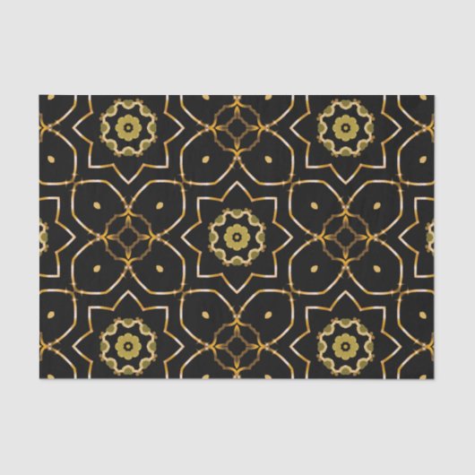 Elegant Filigree Funkelnd Shiny Gold & Black Mosai Seidenpapier (Vorderseite)