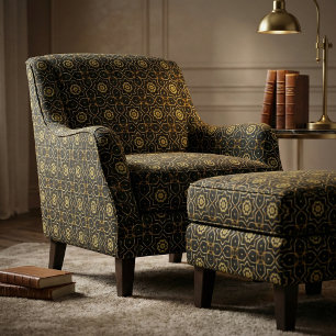 Elegant Filigree Funkelnd Shiny Gold & Black Mosai Stoff