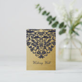 Elegant Filigree Navy Gold Wedding Begleitkarte (Stehend Vorderseite)