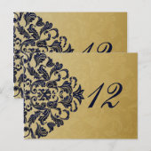 Elegant Filigree Navy Gold Wedding Postkarte (Vorne/Hinten)