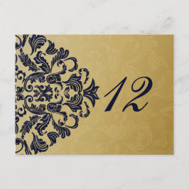 Elegant Filigree Navy Gold Wedding Postkarte