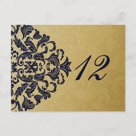 Elegant Filigree Navy Gold Wedding Postkarte (Vorderseite)