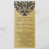 Elegant Filigree Navy Gold Wedding Programm (Vorderseite)