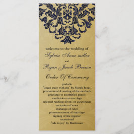 Elegant Filigree Navy Gold Wedding Programm