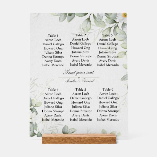Elegant “Find Your Seat” Wedding Sign Acrylschild (Vorderseite)