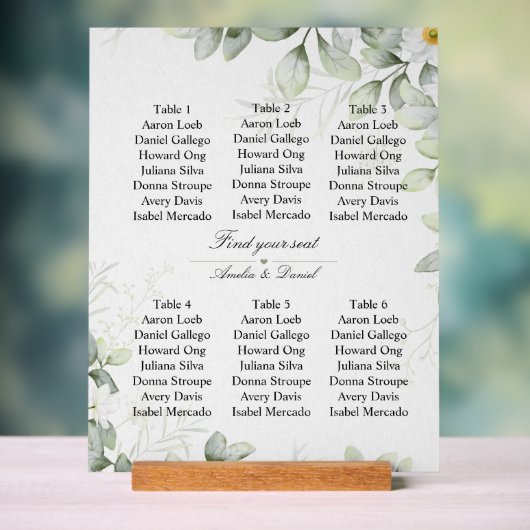Elegant “Find Your Seat” Wedding Sign Acrylschild (Neutral)