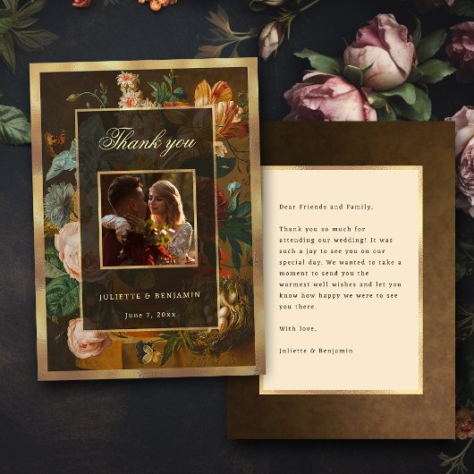 Elegant Fine Art Floral Still Life Wedding Dankeskarte