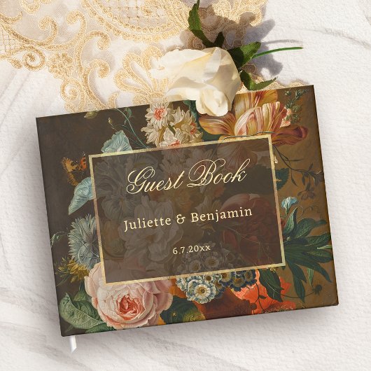 Elegant Fine Art Floral Still Life Wedding Gästebuch