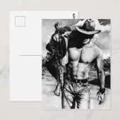 Elegant Fine Art Zeichnend Sexy Cowboy Postkarte (Vorne/Hinten)