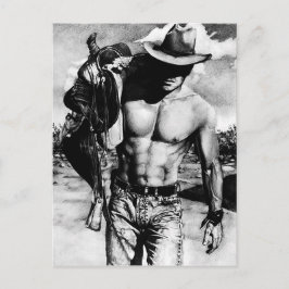 Elegant Fine Art Zeichnend Sexy Cowboy Postkarte