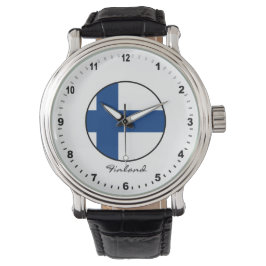 Elegant Finland Watch & Finland Flag / Helsinki Armbanduhr