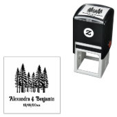 Elegant Fir Trees Wedding Couple Name Date Permastempel (Beispiel)