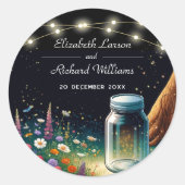 Elegant Firefly Rustic Wedding Einladung Runder Aufkleber (Vorderseite)