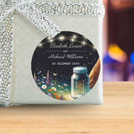 Elegant Firefly Rustic Wedding Einladung Runder Aufkleber