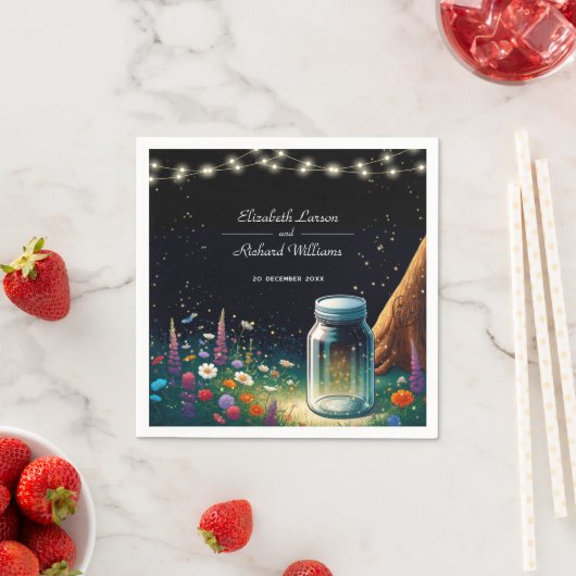 Elegant Firefly Rustic Wedding Einladung Serviette (Beispiel)