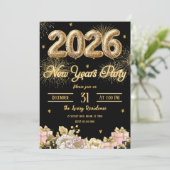 Elegant Fireworks New Year Einladung (Stehend Vorderseite)