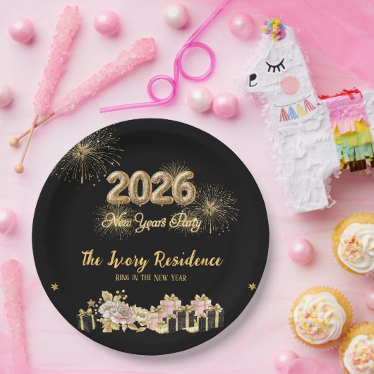 Elegant Fireworks New Year Pappteller (Party)