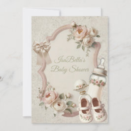 Elegant First Bloom Baby Shower Floral Invitation Einladung
