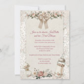 Elegant First Bloom Baby Shower Floral Invitation Einladung (Rückseite)