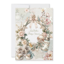 Elegant First Bloom Baby Shower Invitation with Fl