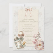Elegant First Bloom Baby Shower Invitation with Fl Einladung (Rückseite)