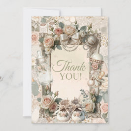 Elegant First Bloom Baby Shower Thank You Note wit Dankeskarte