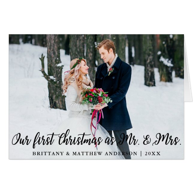 Elegant First Christmas als Mr. und Mrs. Foto Fold (Vorderseite (Horizontal))