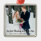 Elegant First Christmas als Mr. und Mrs. Ornament Aus Metall (Vorne)
