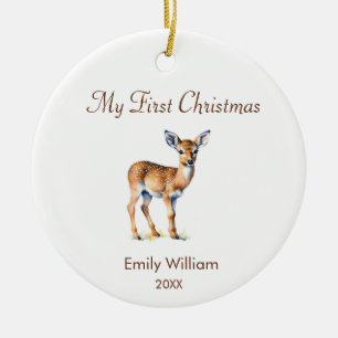 Elegant First Christmas Baby Reh Keramik Ornament
