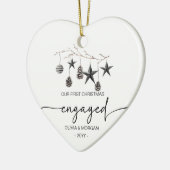 Elegant First Christmas Engaged Names Keramik Ornament (Links)