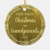 Elegant First Christmas Gold Wreath Keramik Ornament (Vorne)