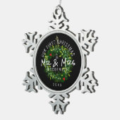 Elegant First Christmas Mr. Wreath Personalisiert Schneeflocken Zinn-Ornament (Rechts)