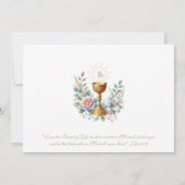 Elegant First Communion Floral Eucharist Einladung (Rückseite)