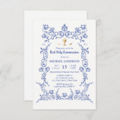 Elegant First Communion Gold Kalium viktorianisch Einladung (Vorne/Hinten)