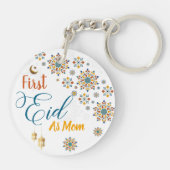 Elegant First Eid Mubarak Mama Calligrafy Moon Schlüsselanhänger (Rückseite)