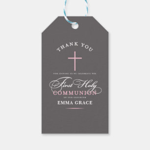Elegant First Holy Communion Danke Pink Geschenkanhänger