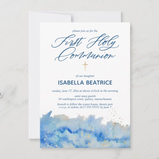 Elegant First Holy Communion Einladung (Vorderseite)