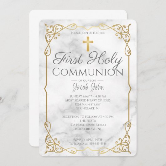 Elegant First Holy Communion Einladung (Vorne/Hinten)