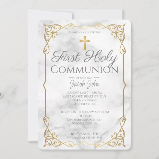 Elegant First Holy Communion Einladung (Vorderseite)