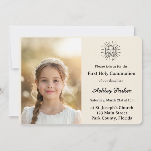 Elegant First Holy Communion Photo Invitation Einladung (Vorderseite)
