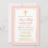 Elegant First Holy Communion Pink Gold Einladung (Vorderseite)