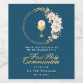 Elegant First Holy Communion Vielen Dank Weinetikett (Einzelnes Label)