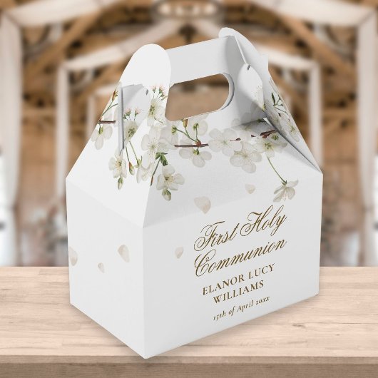 Elegant First Holy Communion White Blossom Floral Geschenkschachtel