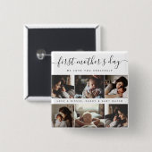 Elegant First Mother's Day Custom Foto Collage Button (Vorne & Hinten)