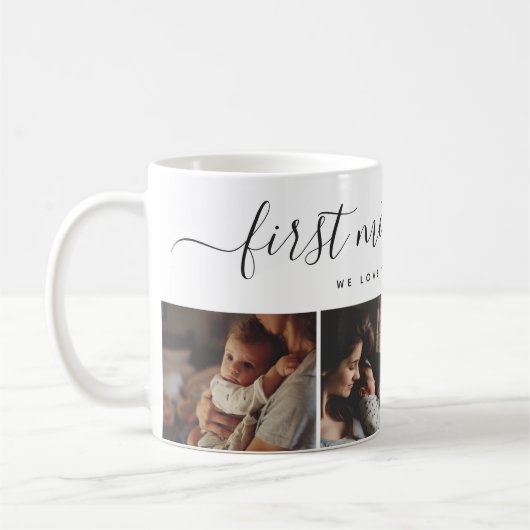 Elegant First Mother's Day Custom Foto Collage Kaffeetasse (Links)