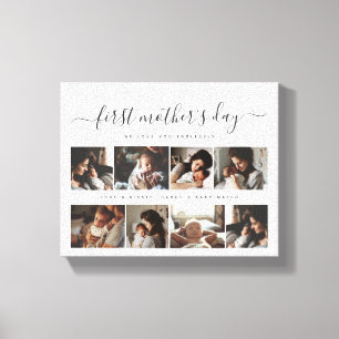 Elegant First Mother's Day Custom Foto Collage Leinwanddruck